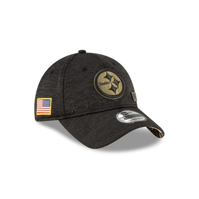 Black Pittsburgh Steelers Hat - New Era NFL Salute To Service 9TWENTY Adjustable Caps USA7384951